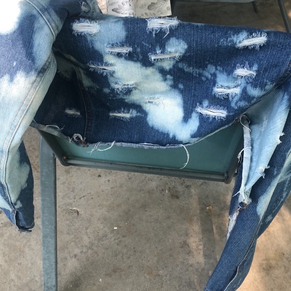 Hand bleach dyed and distressed denim mini jacket PO - Picture 4 of 12